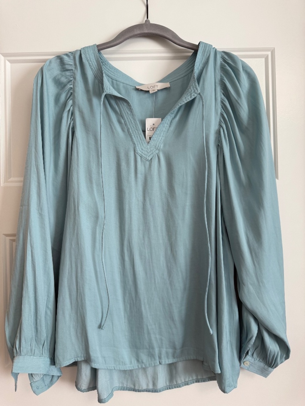LOFT Dusty Blue Peasant Tunic Blouse NWT